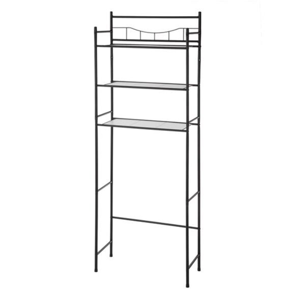 3-Shelf over the Toilet Steel Wall Mount Storage Shelf Unit, Black, - Picture 3 of 6